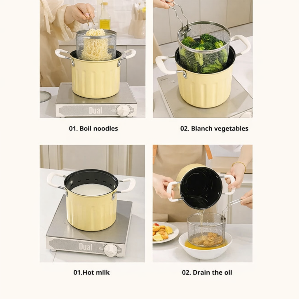 3 Litre Deep Frying Pot With Strainer (Free Delivery)