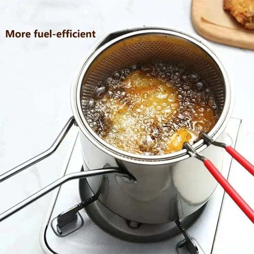 Deep Fryer Set with Stainless Steel Deep Fry Basket Deep Frying Pot Iron & Wire Mesh French Frying Basket Stainless Steel with Handle for Restaurant Kitchen Cooking Tool