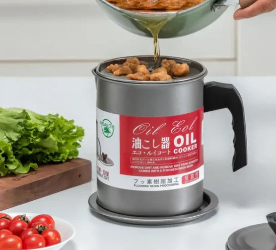 Stainless Steel Oil Filter Pot with Strainer |Kitchen Oil Container