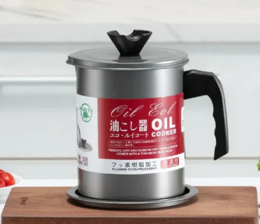 Stainless Steel Oil Filter Pot with Strainer |Kitchen Oil Container
