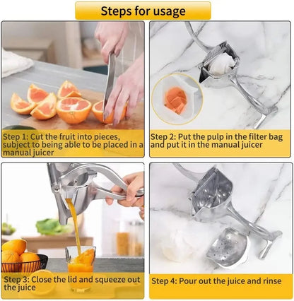 Manual Juice Squeezer, Portable Aluminum Alloy Hand Pressure Juicer, Heavy Duty Single Press Juice Squeezer, Real Stainless Steel Lemon Squeezer