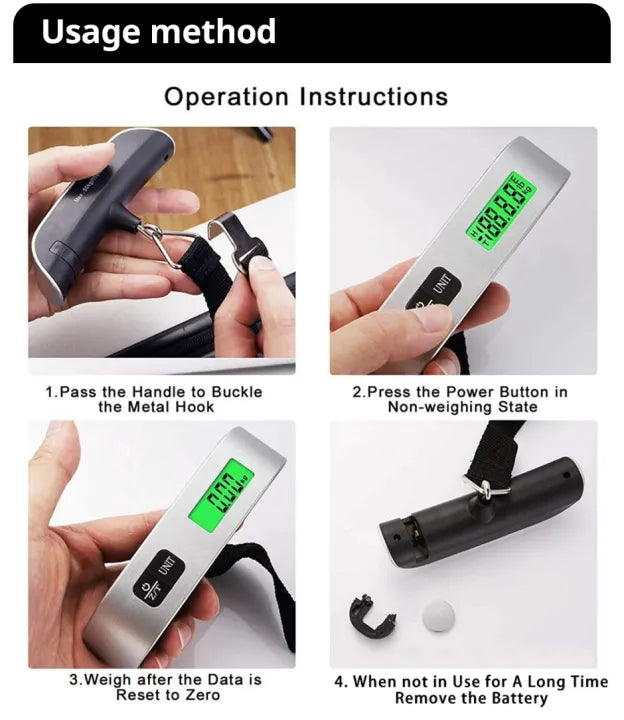 Digital Portable Weighing Machine 50kg/110lb | Lightweight & Durable Digital Weight Checker with Battery