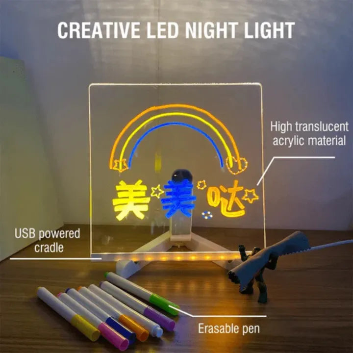 Acrylic LED Board With Colorful Night Light & 7 Neon Pens