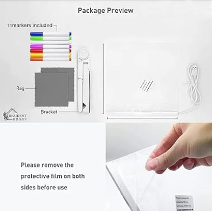 Acrylic LED Board With Colorful Night Light & 7 Neon Pens