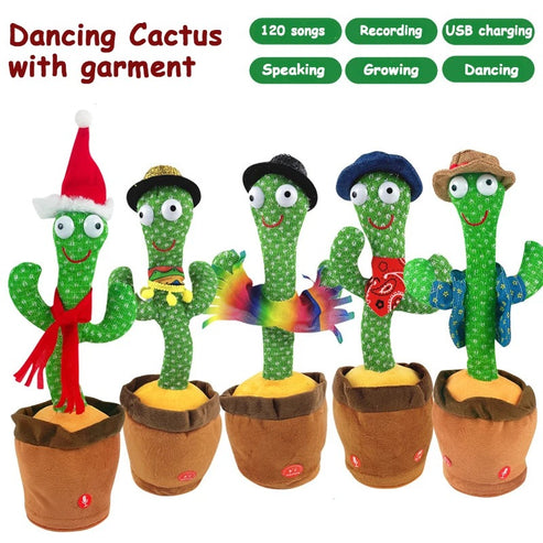 Premium Dancing Talking Cactus Toy With Cap and Muffler